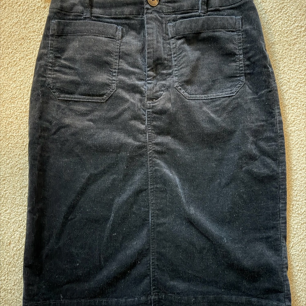 Anthropologie Black Corduroy Pencil Skirt